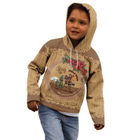Cowboy Christmas Kid Hoodie Giddy Up Jingle Horse Brown Version - Wonder Print Shop