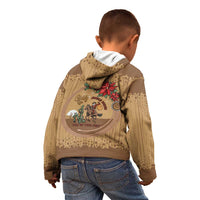 Cowboy Christmas Kid Hoodie Giddy Up Jingle Horse Brown Version - Wonder Print Shop