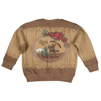 Cowboy Christmas Kid Ugly Christmas Sweater Giddy Up Jingle Horse Brown Version - Wonder Print Shop