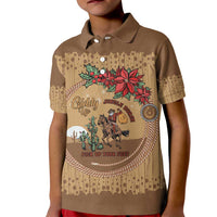 Cowboy Christmas Kid Polo Shirt Giddy Up Jingle Horse Brown Version - Wonder Print Shop