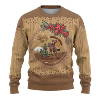 Cowboy Christmas Ugly Christmas Sweater Giddy Up Jingle Horse Brown Version - Wonder Print Shop