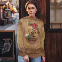Cowboy Christmas Ugly Christmas Sweater Giddy Up Jingle Horse Brown Version - Wonder Print Shop