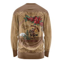 Cowboy Christmas Long Sleeve Shirt Giddy Up Jingle Horse Brown Version - Wonder Print Shop