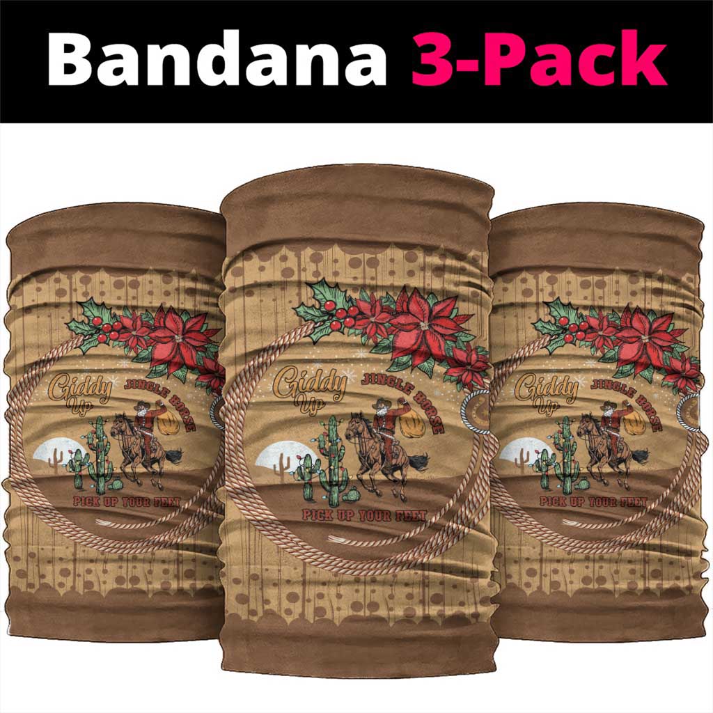 Cowboy Christmas Neck Gaiter Giddy Up Jingle Horse Brown Version - Wonder Print Shop