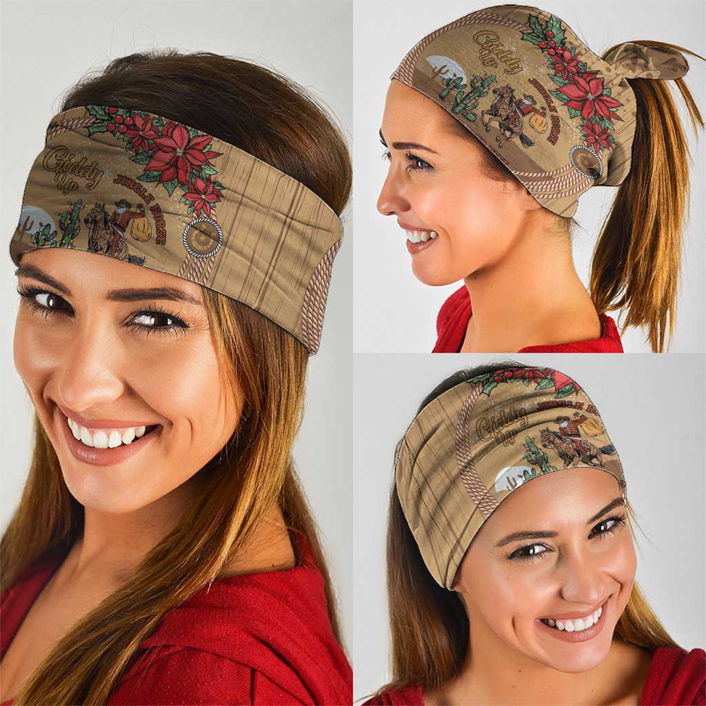 Cowboy Christmas Neck Gaiter Giddy Up Jingle Horse Brown Version - Wonder Print Shop