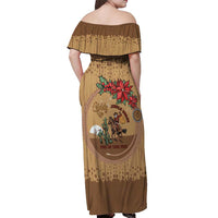 Cowboy Christmas Off Shoulder Maxi Dress Giddy Up Jingle Horse Brown Version - Wonder Print Shop