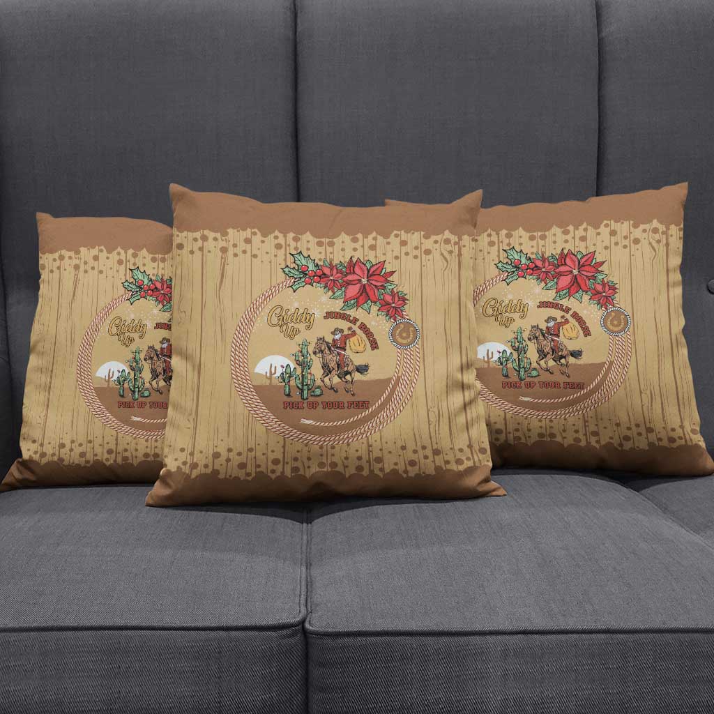 Cowboy Christmas Pillow Cover Giddy Up Jingle Horse Brown Version - Wonder Print Shop