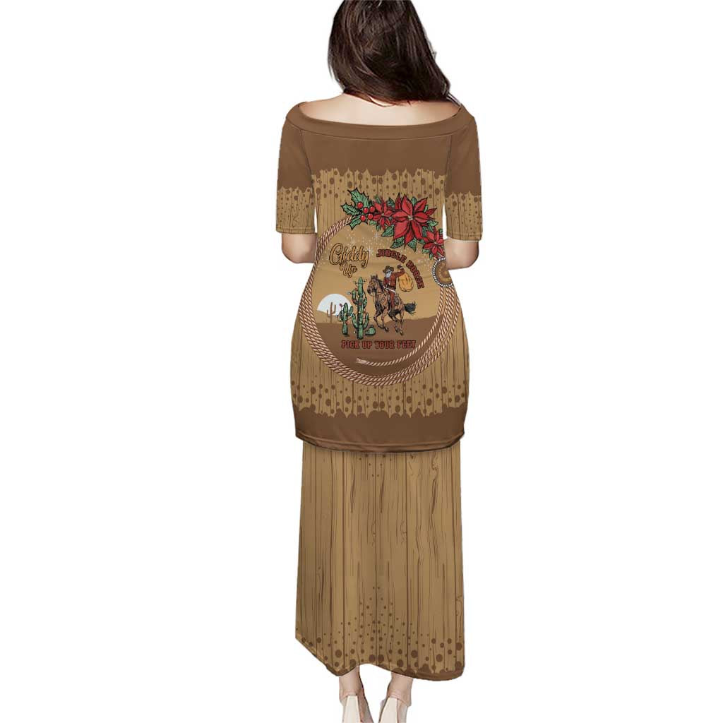 Cowboy Christmas Puletasi Giddy Up Jingle Horse Brown Version - Wonder Print Shop