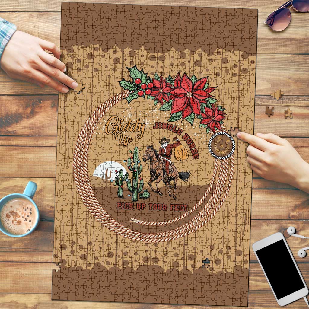 Cowboy Christmas Puzzle Giddy Up Jingle Horse Brown Version - Wonder Print Shop