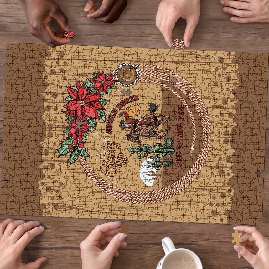 Cowboy Christmas Puzzle Giddy Up Jingle Horse Brown Version - Wonder Print Shop