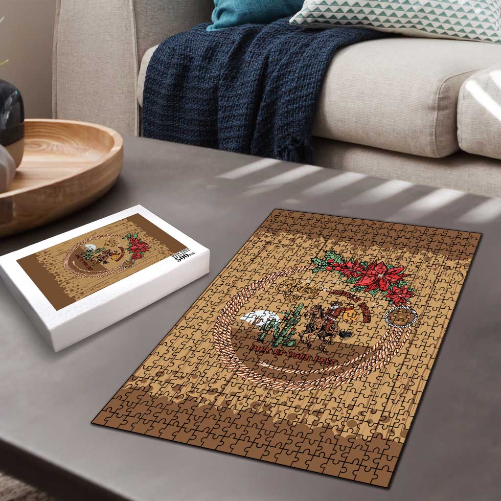 Cowboy Christmas Puzzle Giddy Up Jingle Horse Brown Version - Wonder Print Shop