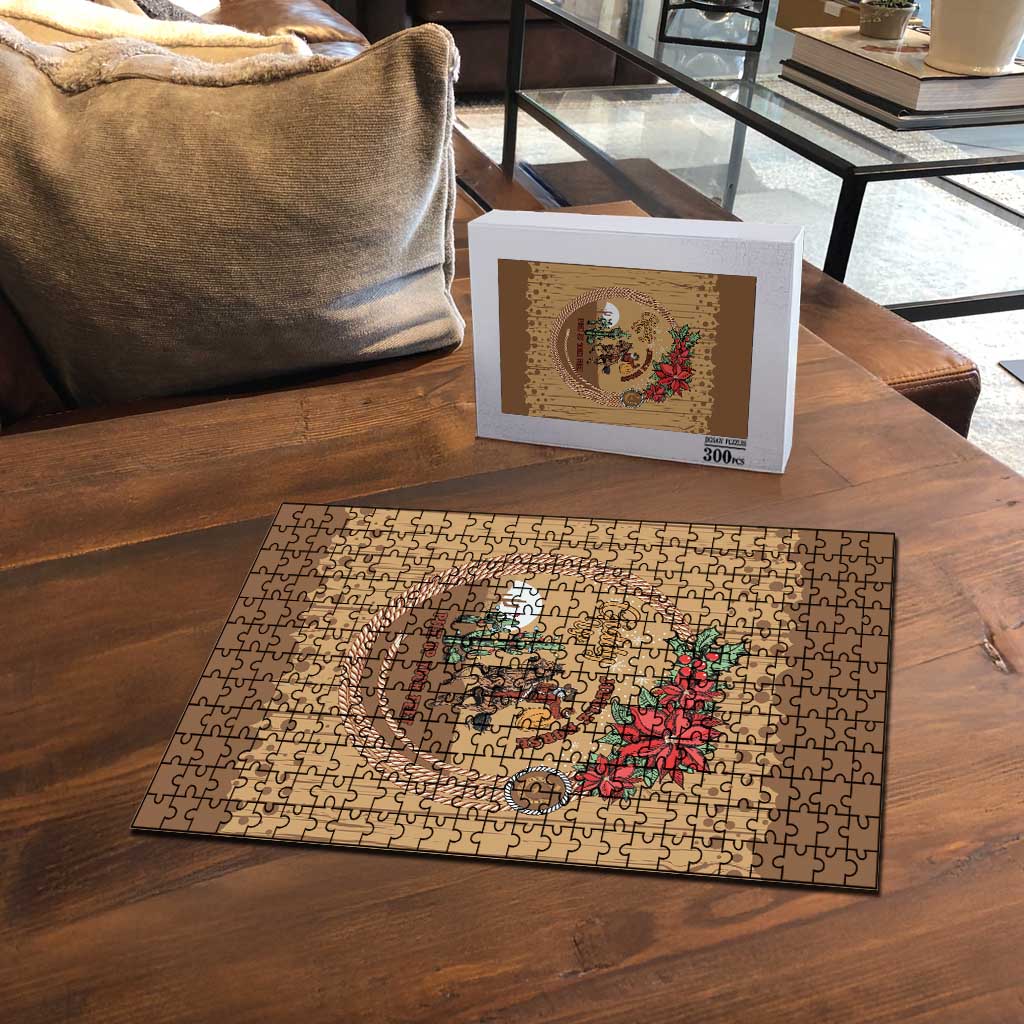 Cowboy Christmas Puzzle Giddy Up Jingle Horse Brown Version - Wonder Print Shop