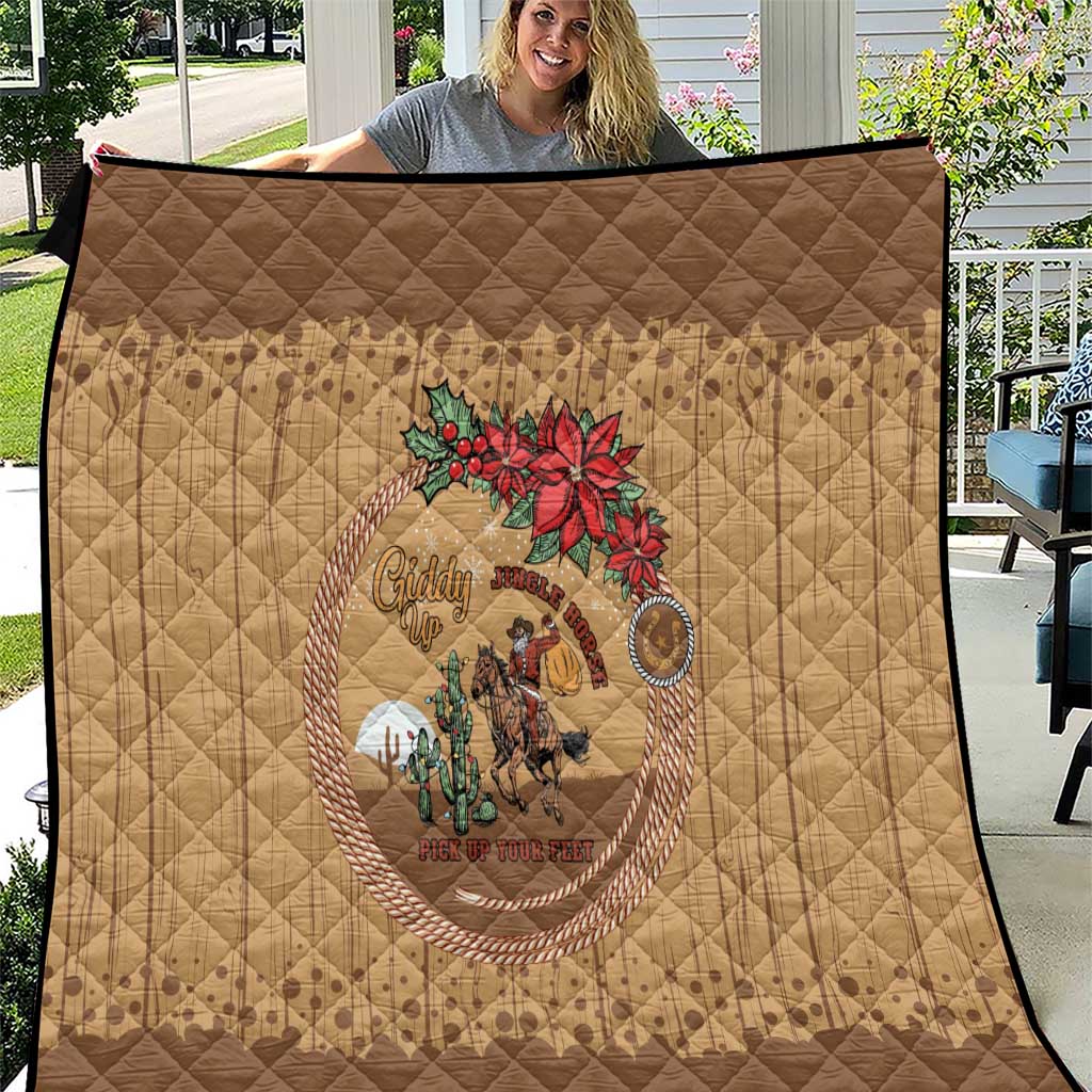 Cowboy Christmas Quilt Giddy Up Jingle Horse Brown Version - Wonder Print Shop