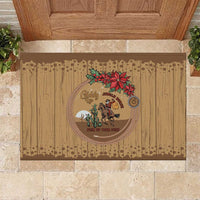 Cowboy Christmas Rubber Doormat Giddy Up Jingle Horse Brown Version - Wonder Print Shop