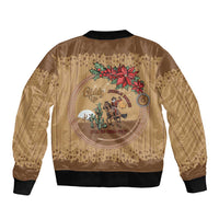 Cowboy Christmas Sleeve Zip Bomber Jacket Giddy Up Jingle Horse Brown Version - Wonder Print Shop