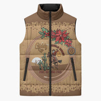Cowboy Christmas Sleeveless Puffer Jacket Giddy Up Jingle Horse Brown Version - Wonder Print Shop