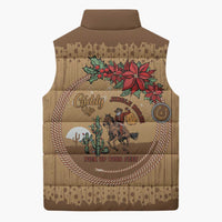Cowboy Christmas Sleeveless Puffer Jacket Giddy Up Jingle Horse Brown Version - Wonder Print Shop