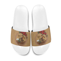 Cowboy Christmas Slide Sandals Giddy Up Jingle Horse Brown Version - Wonder Print Shop