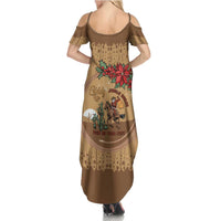 Cowboy Christmas Summer Maxi Dress Giddy Up Jingle Horse Brown Version - Wonder Print Shop