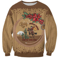 Cowboy Christmas Sweatshirt Giddy Up Jingle Horse Brown Version - Wonder Print Shop