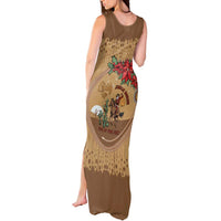 Cowboy Christmas Tank Maxi Dress Giddy Up Jingle Horse Brown Version - Wonder Print Shop