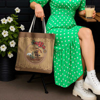 Cowboy Christmas Tote Bag Giddy Up Jingle Horse Brown Version - Wonder Print Shop