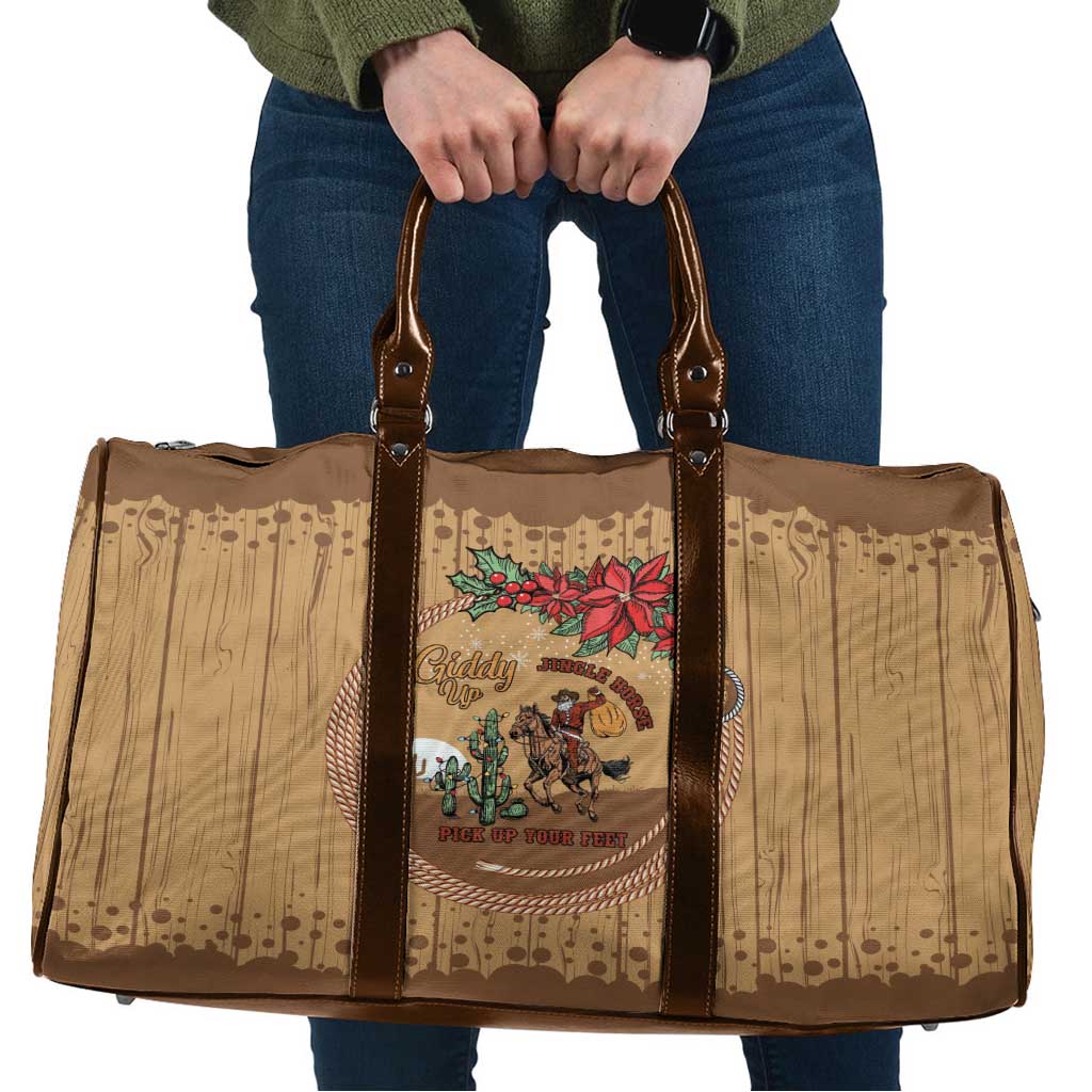 Cowboy Christmas Travel Bag Giddy Up Jingle Horse Brown Version - Wonder Print Shop