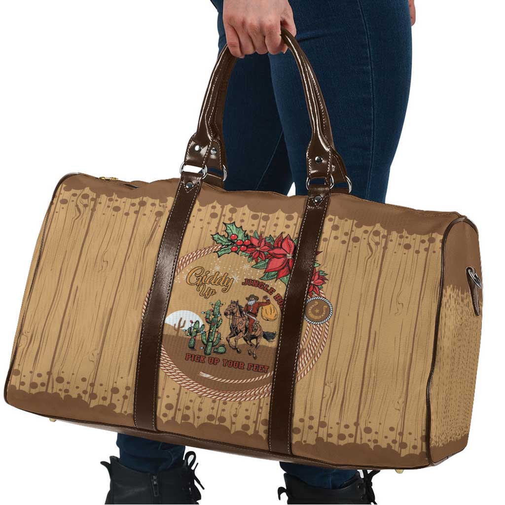 Cowboy Christmas Travel Bag Giddy Up Jingle Horse Brown Version - Wonder Print Shop