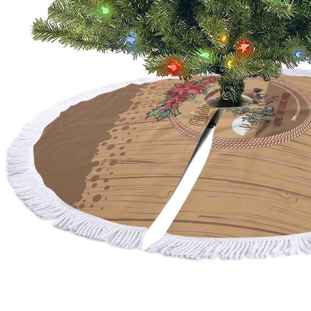 Cowboy Christmas Tree Skirt Giddy Up Jingle Horse Brown Version - Wonder Print Shop