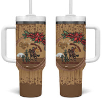 Cowboy Christmas Tumbler With Handle Giddy Up Jingle Horse Brown Version - Wonder Print Shop