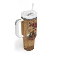 Cowboy Christmas Tumbler With Handle Giddy Up Jingle Horse Brown Version - Wonder Print Shop