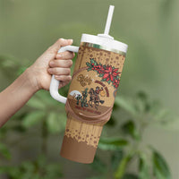 Cowboy Christmas Tumbler With Handle Giddy Up Jingle Horse Brown Version - Wonder Print Shop