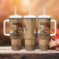 Cowboy Christmas Tumbler With Handle Giddy Up Jingle Horse Brown Version - Wonder Print Shop