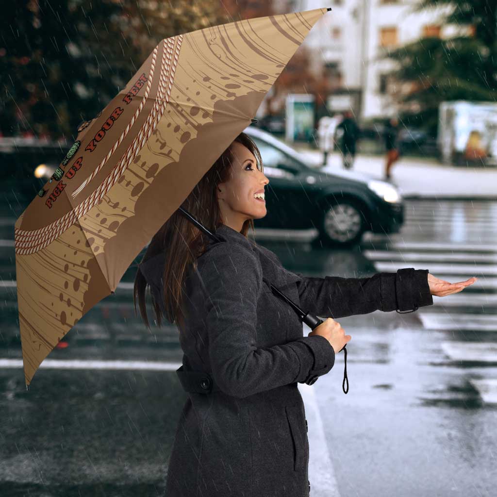 Cowboy Christmas Umbrella Giddy Up Jingle Horse Brown Version - Wonder Print Shop