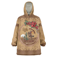Cowboy Christmas Wearable Blanket Hoodie Giddy Up Jingle Horse Brown Version - Wonder Print Shop