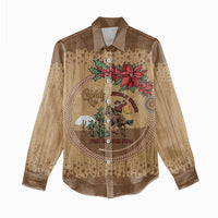Cowboy Christmas Women Casual Shirt Giddy Up Jingle Horse Brown Version - Wonder Print Shop