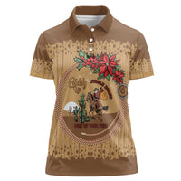 Cowboy Christmas Women Polo Shirt Giddy Up Jingle Horse Brown Version - Wonder Print Shop