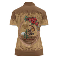 Cowboy Christmas Women Polo Shirt Giddy Up Jingle Horse Brown Version - Wonder Print Shop