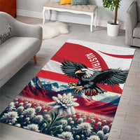 Austria Black Eagle Area Rug Edelweiss with Austrian Flag - Wonder Print Shop