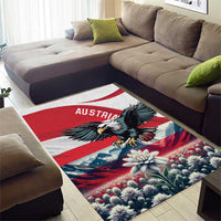 Austria Black Eagle Area Rug Edelweiss with Austrian Flag - Wonder Print Shop