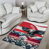 Austria Black Eagle Area Rug Edelweiss with Austrian Flag - Wonder Print Shop