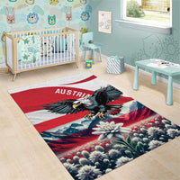 Austria Black Eagle Area Rug Edelweiss with Austrian Flag - Wonder Print Shop