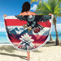 Austria Black Eagle Beach Blanket Edelweiss with Austrian Flag - Wonder Print Shop