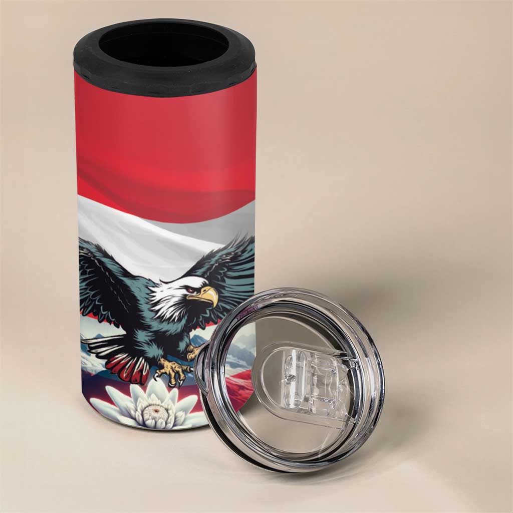 Austria Black Eagle 4 in 1 Can Cooler Tumbler Edelweiss with Austrian Flag - Wonder Print Shop