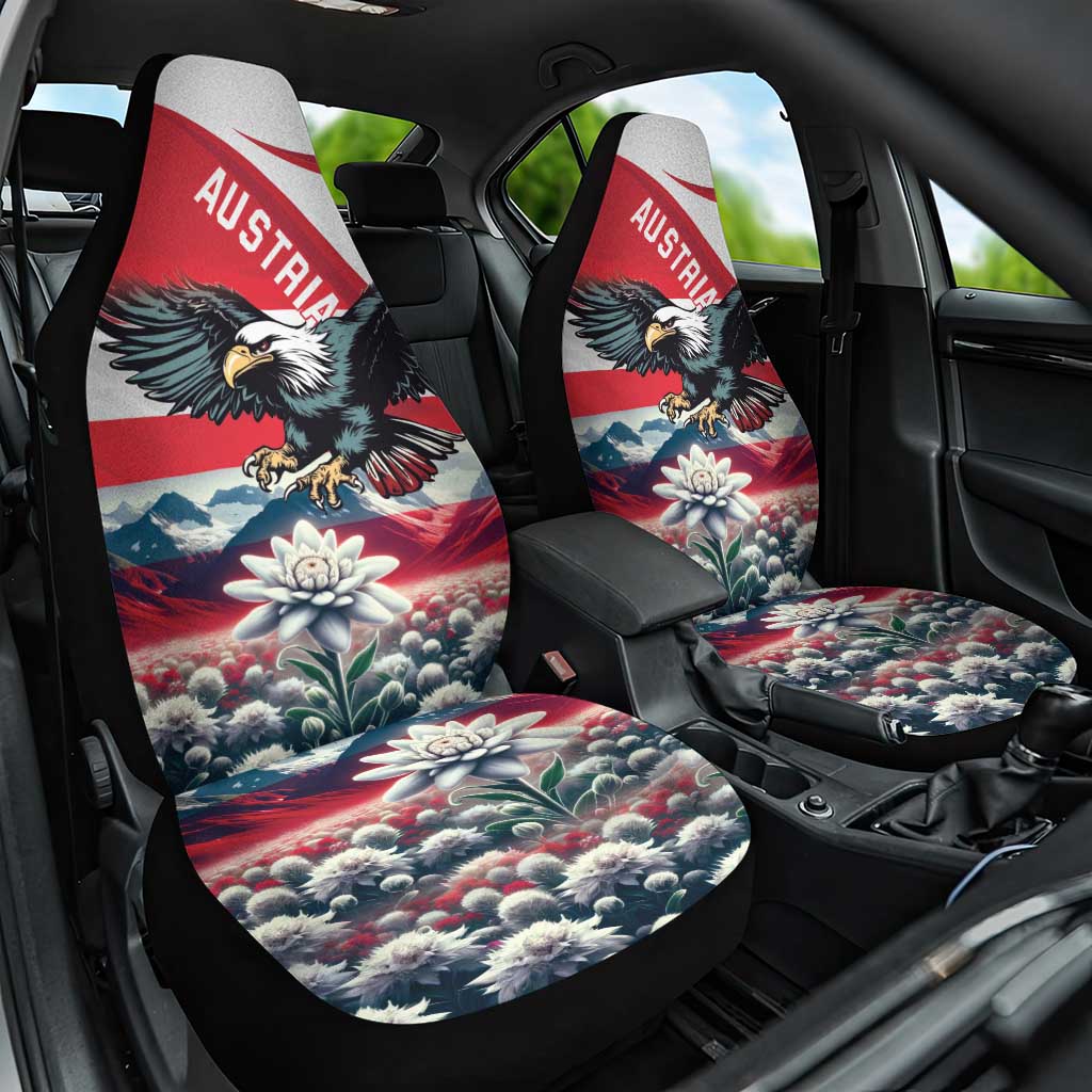 Austria Black Eagle Car Seat Cover Edelweiss with Austrian Flag - Wonder Print Shop
