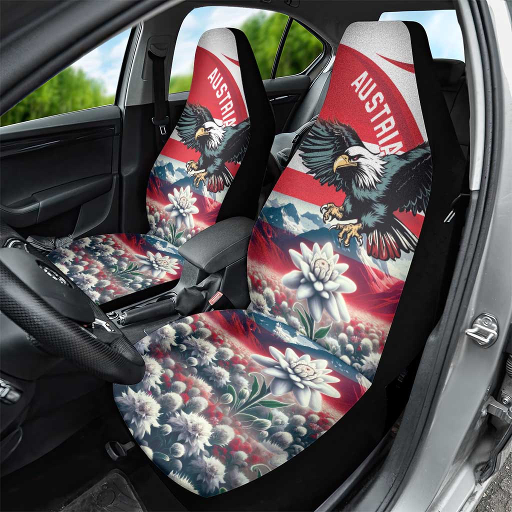 Austria Black Eagle Car Seat Cover Edelweiss with Austrian Flag - Wonder Print Shop