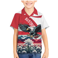 Austria Black Eagle Family Matching Mermaid Dress and Hawaiian Shirt Edelweiss with Austrian Flag - Wonder Print Shop