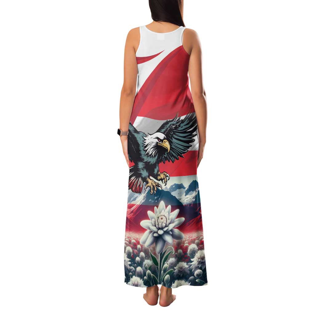 Austria Black Eagle Family Matching Tank Maxi Dress and Hawaiian Shirt Edelweiss with Austrian Flag - Wonder Print Shop
