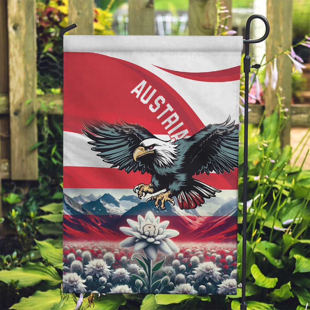 Austria Black Eagle Garden Flag Edelweiss with Austrian Flag - Wonder Print Shop