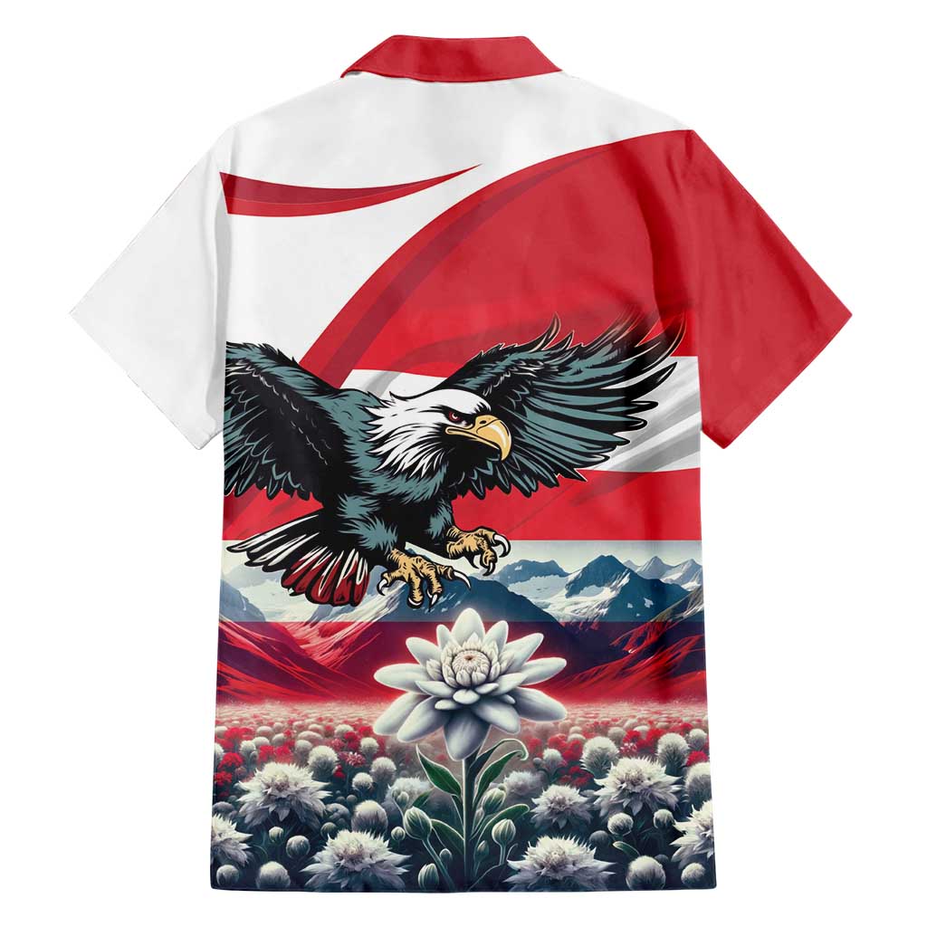 Austria Black Eagle Hawaiian Shirt Edelweiss with Austrian Flag - Wonder Print Shop